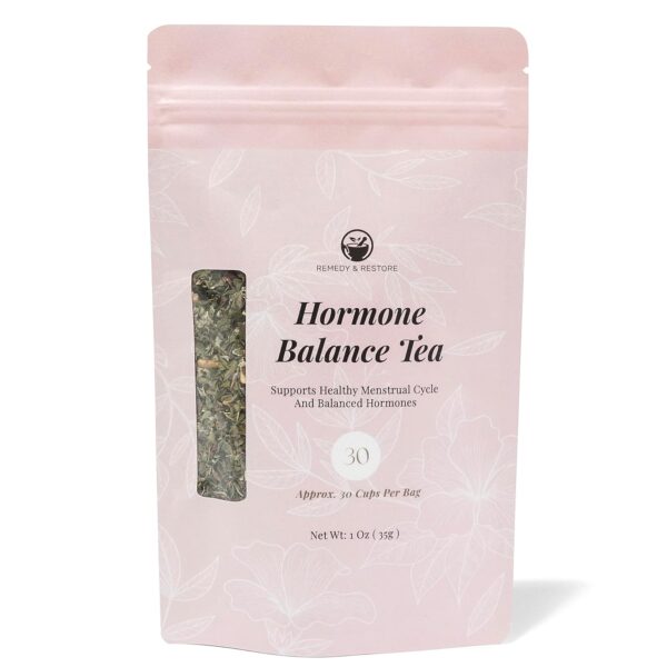 Remedy & Restore Herbal Tea for Hormone Balance - Natural Menstrual Cycle Support, Spearmint Flavor, Loose Leaves, 1 Count