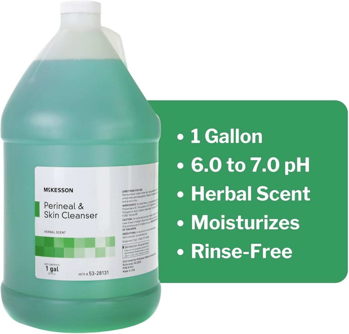 McKesson Perineal Skin Cleanser, 1 Gallon [Pack of 1] Rinse-Free Body Wash for Incontinence or Ostomy Care, Herbal Scent - Image 2