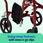 Medline Ultra Lightweight Transport Wheelchair for Adults, Foldable, 19-Inch Seat Width, Red Frame, Black Upholstery - Image 5