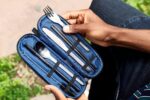 EcoVessel WANDERWARE Stainless Steel Utensils Set, Reusable Cutlery Set with Carry Case Camping Accessories, Travel Utensils With Case – 6 Pcs (Black Smoke) - Image 6