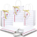 Gilprop 12 Pcs Teacher Appreciation Gift Bags with Paper Tag Thank You Teacher Gift Bags with Handle End of Year Teacher Gifts with Tape Measure Ribbon for Graduation Back to School Party Favors