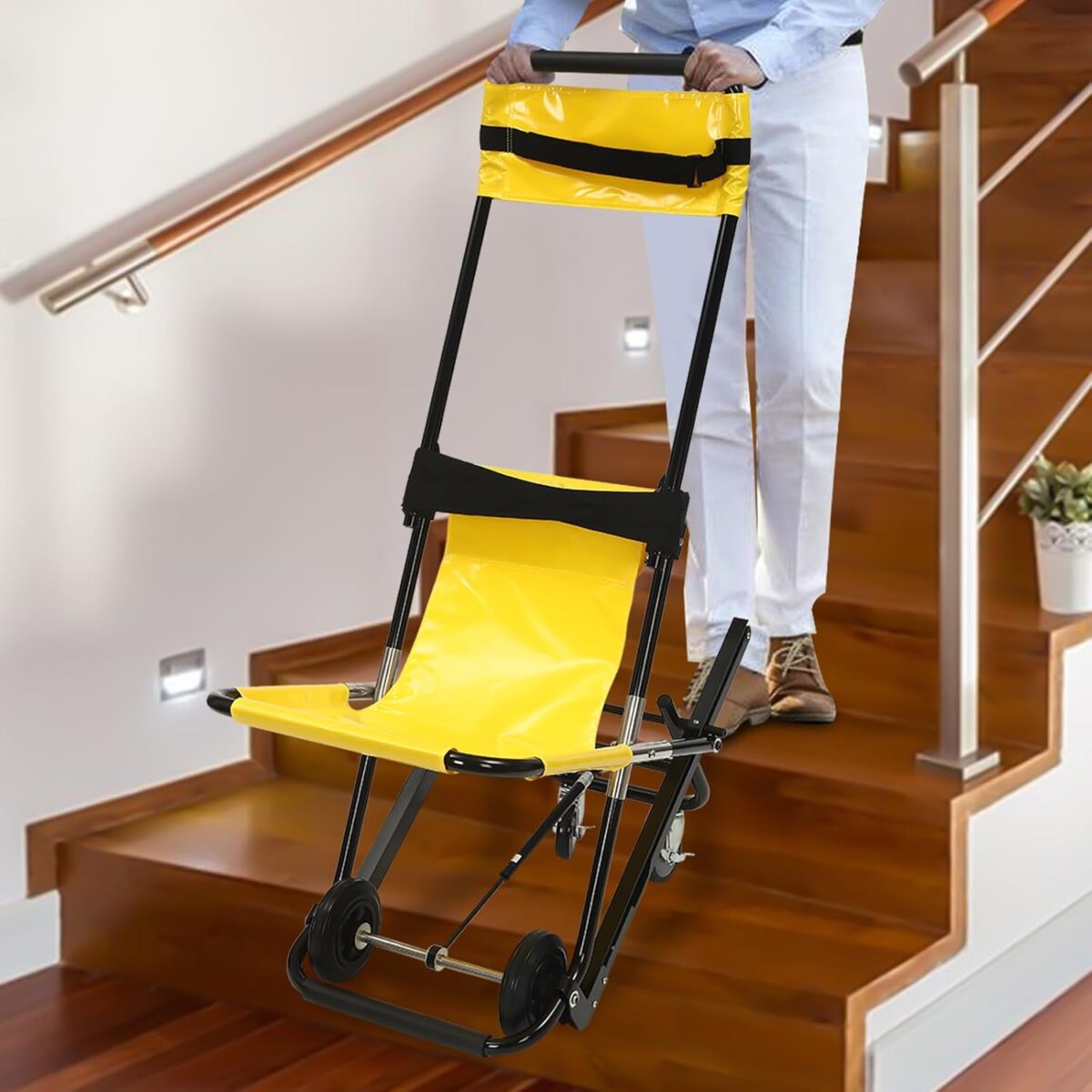 Manual Lift Stair Chair, Portable Aluminum Alloy Folding Transportation Stair Chair,for Daily Transfer Evacuation Chair to Assist Moving Elderly Lift Chair, 350 lbs Weight Capacity USA Stock - Image 1