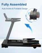 Foldable Treadmill with Auto Incline - 4 Hp 18.9 Inch Wide Treadmills for Home Seniors, 400 Lb Capacity, Backlit Knob Led Display, Shock Absorbent, Bluetooth App and Speaker, 12 Mph Speed - Image 2