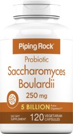 Piping Rock Saccharomyces Boulardii Probiotic | 5 Billion CFUs | 120 Capsules | 250 mg | Non-GMO, Gluten Free Supplement