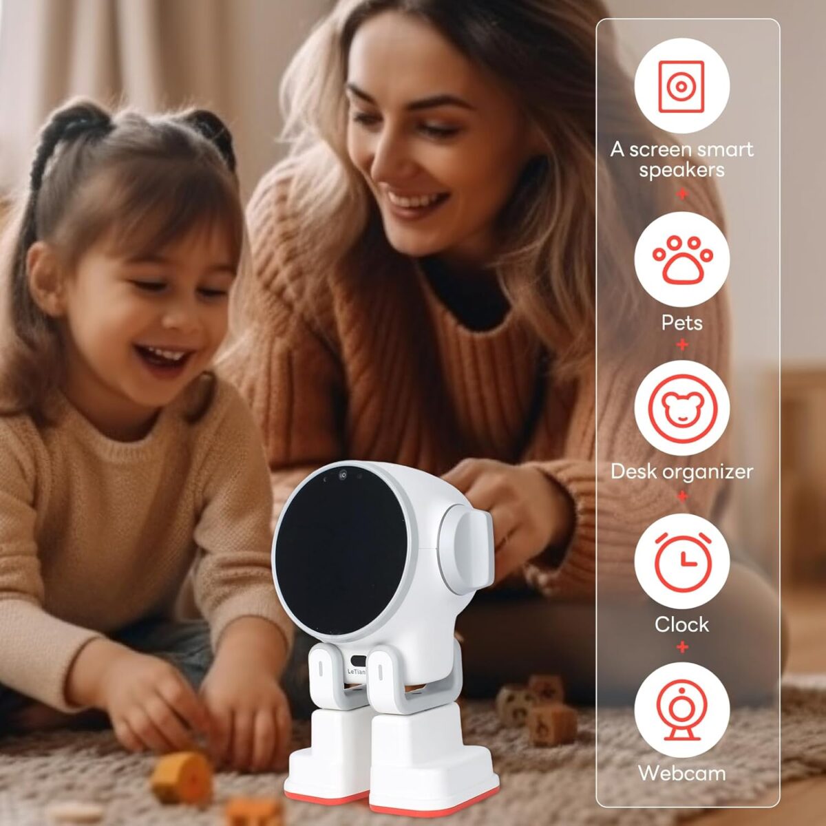 Rux AI Desktop Robot,Voice Dialogue Remote Monitoring Artificial Intelligence Companion Toy A55 Central Processor Built-in 4GB RAM/32GB ROM - Image 4