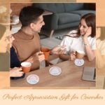 Set of 24 Thank You Appreciation Coasters Set, Ceramic Absorbent Drinks Coasters with Cork, Water Absorbent Cute Cup Mat Gifts for Teacher Employee(Fresh Style,Set of 24) - Image 5