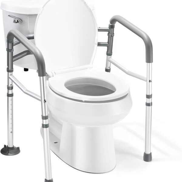 Medical king Toilet Safety Rail - Adjustable Detachable Toilet Safety Frame with Handles Heavy-Duty Toilet Safety Rails Stand Alone - Toilet Safety Rails for Elderly, Handicapped - Fits Most Toilets