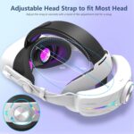 Comfortable Headset Accessory for Oculus/Meta Quest3/3S,RGB Lights with Battery,Quick Charge for Extended Play,Removable Battery,Adjustable Elite(White) - Image 3
