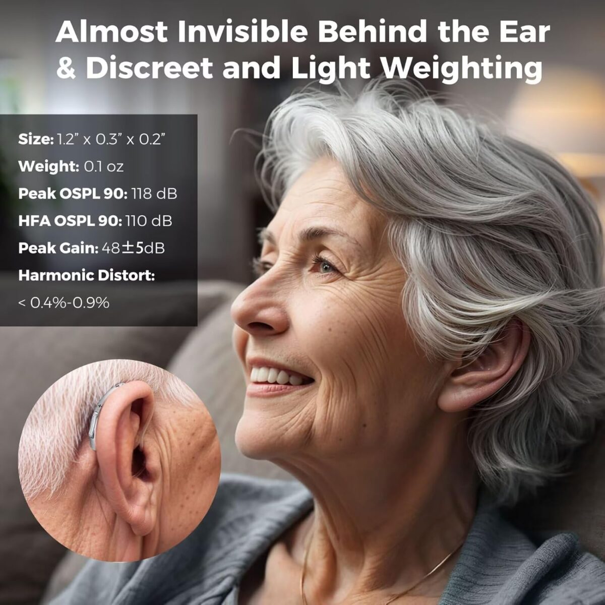 Rechargeable Hearing Aids for Seniors Adults, Advanced Multi Channel Digital BTE Hearing Assist, with Recycle Charging Case for 125 Hrs Backup Power, Auto-On/Off, Pair, Lucid508 - Image 3