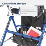 Drive Medical Aluminum Rollator Walker Fold Up and Removable Back Support, Padded Seat, 6" Wheels, Blue,R726BL - Image 6