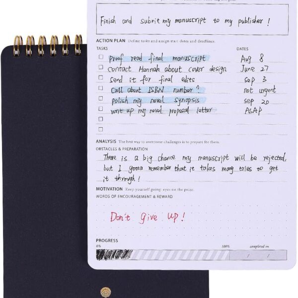 Goal Planning Notepad - A5 Goal Setting Journal For Project Action Plan,Task Management, Personal Development & Track Goals. Productivity Notepad For Daily Work & School - 54 Sheets