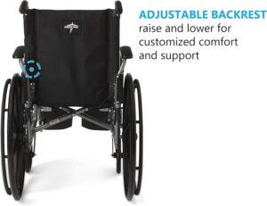 Medline Lightweight Wheelchair for Adults With Swing-Back, Desk-Length Arms, Elevating Leg Rests; 18W" x 16"D Seat - Image 7