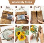 AerWo Sunflower Mason Jar Sconces Wall Decor Set of 2, Upgraded Hanging Sunflower Wall Decor with Remote LED Fairy Lights Rustic Wall Sconces for Farmhouse Kitchen Decorations Wall Home Decor - Image 8