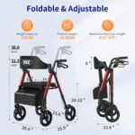 Walkers for Seniors, Z21 Rollator Walker with Seat Supports 330lb, 8" Big Wheels for All Terrain, Ergonomic Arc Seat & 6" Ultra Backrest Foldable Walker, Dual Height Adjustment, Lightweight 2025 - Image 6