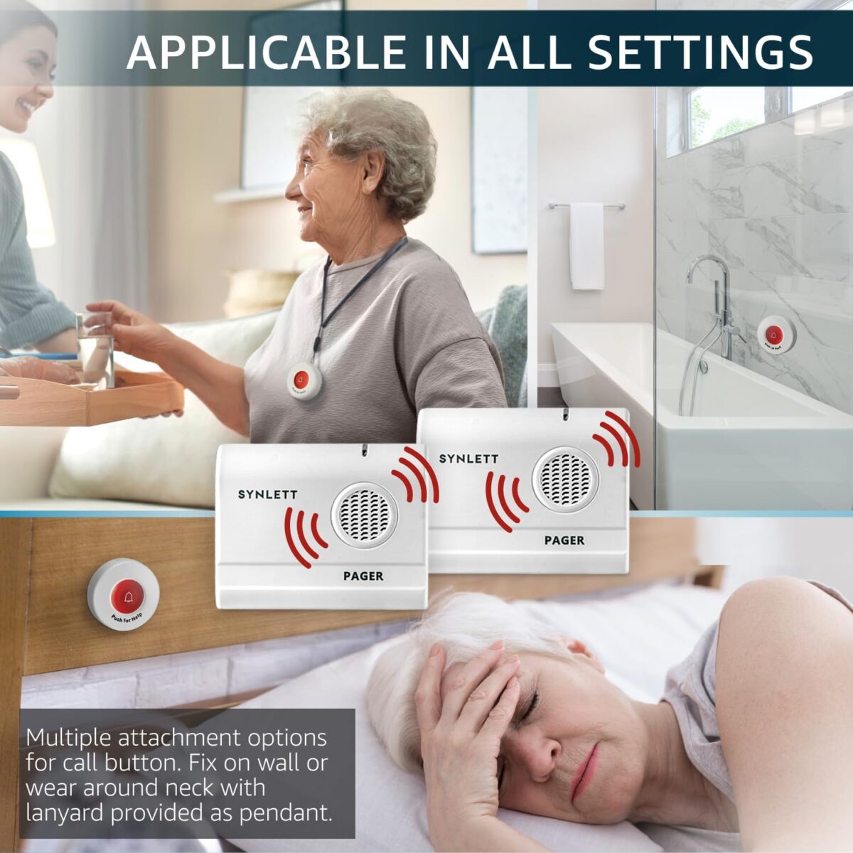 Caregiver Pager Call Button Wireless Call Bell Alert Buttons for Patients Elderly Seniors Home Portable Nurse Call System Bed Alarm Fall Prevention Emergency - Image 5