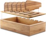 Prosumer's Choice Wooden Charging Station Organizer - 5-Port Base for Phones, Tablets and Laptops - Multi-Device Docking Station with Removable Divider Slots - Cord Box with Cable Management - Bamboo - Image 2
