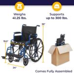 Drive Medical Blue Streak Wheelchair with Flip Back Desk Arms, Swing Away Footrests, 16 Inch Seat - Image 4