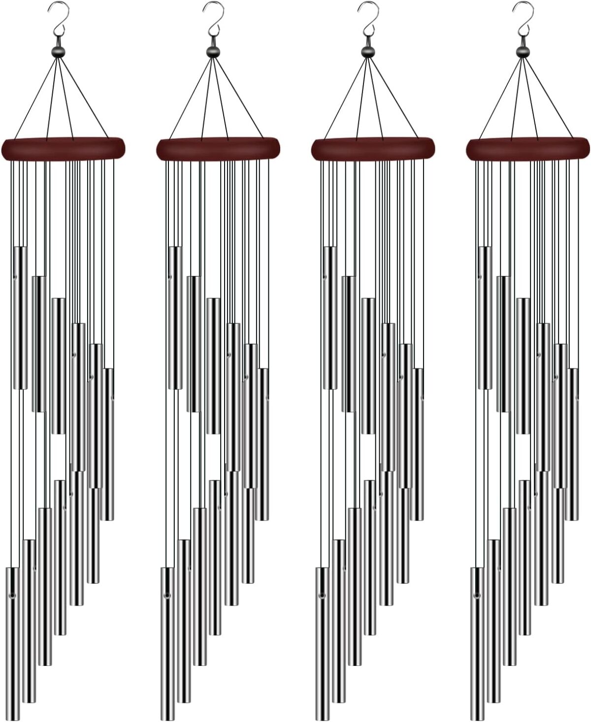 4 Pack Wind Chimes for Outside, Sympathy Wind Chimes Outdoor Clearance with 12 Aluminum Alloy Tubes and Hook, Memorial Wind Chimes Gift Decoration for Home, Patio, Garden, Outdoor - Image 1