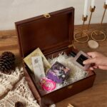 Larger Wooden Memory Keepsake Boxes With Hinged Lids and a photo frame inside the lid - Decorative Storage Box With a Hinge Lids For Picture Letter Time Capsule - Wooden Gift Boxes，5.3“*8.6”*11.7“ - Image 6