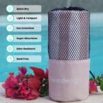Wanderlight Microfiber Travel Towel – Quick Dry, Compact, Lightweight, Sand Free, Eco-conscious – Perfect for Beach, Camping, Backpacking, Sports, Gym, Yoga (Blush Palms, Large) - Image 3