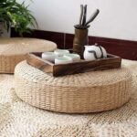 Japanese Style Handcrafted Eco-Friendly Breathable Padded Knitted Straw Flat Seat Cushion, Hand Woven Tatami Cushion Best for Zen, Yoga Practice or Buddha Meditation (15.8" X 4.2")