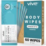 Vive Body Wipes (60 Count) - Adult Wipes for Elderly - Disposable Bath Wipes for Adults Bathing No Rinse - Personal Cleansing Wipes for Bedridden, Injured Adults - Wet Wipes for Women & Men Traveling