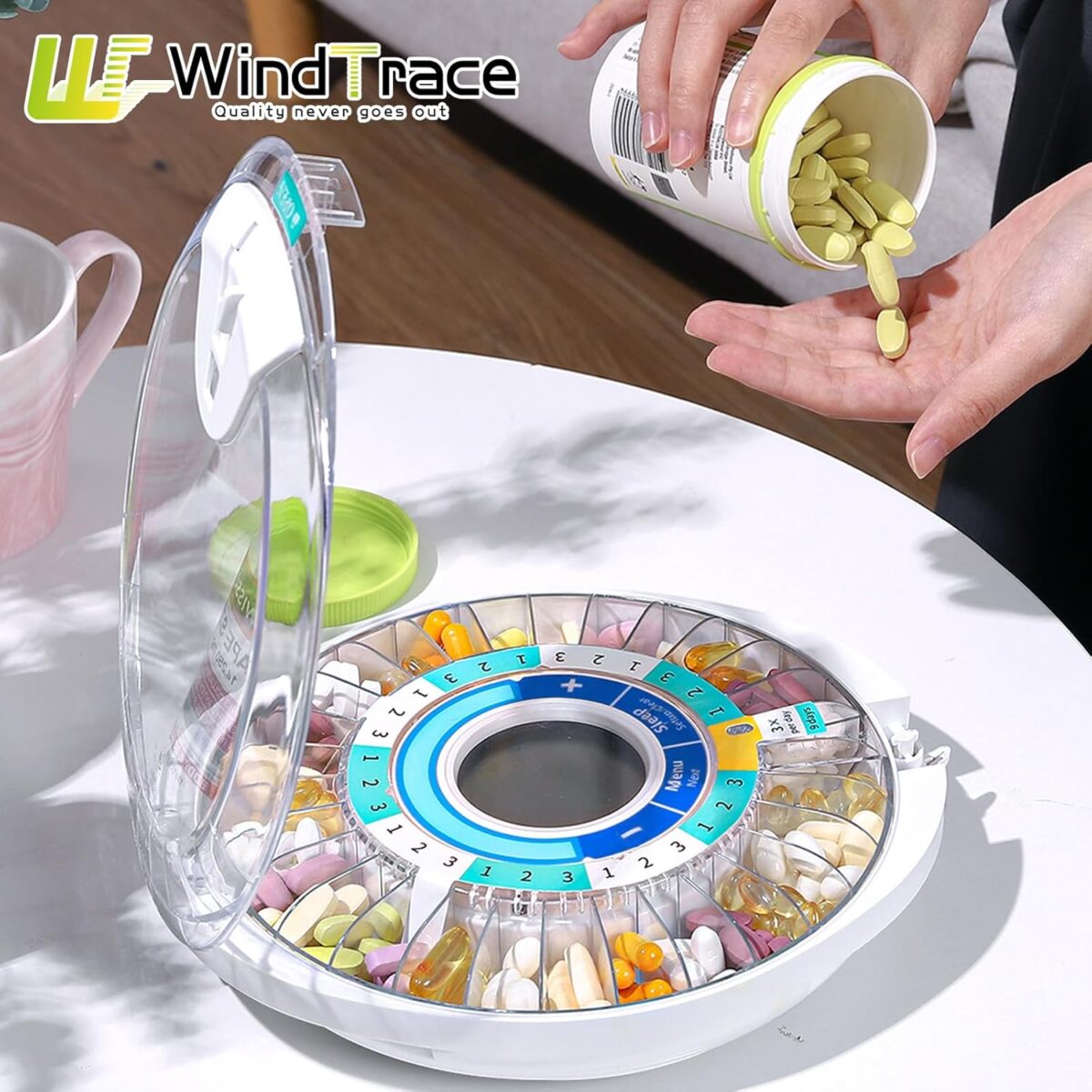 Windtrace Automatic Pill Dispenser for Elderly, Electronic Monthly Pill Organizer with Alarm & Light, 28 Day Smart Lock Medication Dispenser, Timed Pill Dispenser Machine for Prescriptions & Vitamins - Image 9