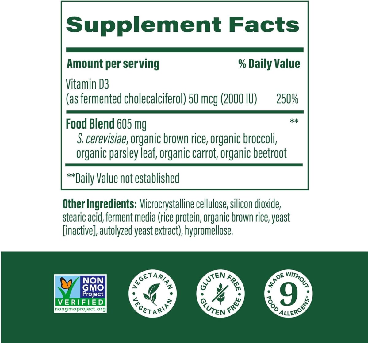 MegaFood Vitamin D3 2000 IU (50 mcg) - Vitamin D Supplements With Real Food, Immune Support, Supports Bones, Teeth & Muscles, Vegetarian, Certified Non-GMO, Kosher – 90 Tablets, 90 Servings - Image 2