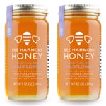 Bee Harmony American Raw Wildflower Honey, 12 OZ (Pack of 2 Jars)