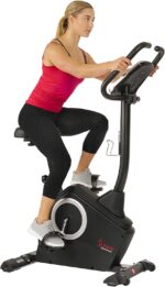 Sunny Health & Fitness Exercise Bike w/Pulse Sensors & Adjustable Cushion Seat, Home Cardio Training Machine for Adults/Seniors' Indoor Cycling Workout, Optional Compact Foldable or Electro-Magnetic