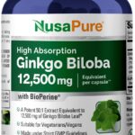 NusaPure Ginkgo Biloba Extract 12,500mg per Veggie Caps 200 Capsules (Vegetarian, Non-GMO, Vegan, Extract 50:1) Bioperine