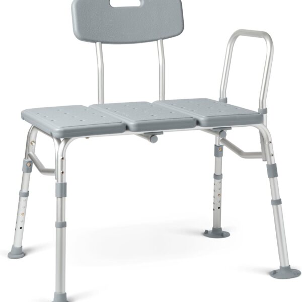 Medline Transfer Bench for Bathtubs and Showers, Adjustable Shower Bench and Bath Seat for Seniors and Adults, Slip-Resistant Feet, Heavy-Duty 400 lb. Weight Capacity, Tool-Free Assembly