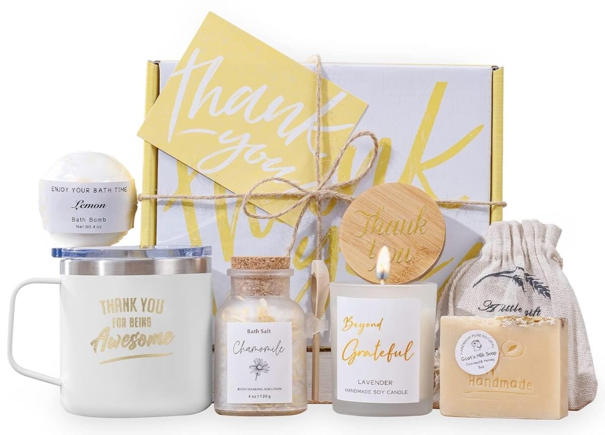 Thank You Gifts for Women Spa Thoughtful Unique Office Gift Mothers Day Gifts for Coworker Nurse Friends Men Boss Employee Secretary Hostess Teacher Mom Her Appreciation Gift Boxes Holiday Gift Basket - Image 1