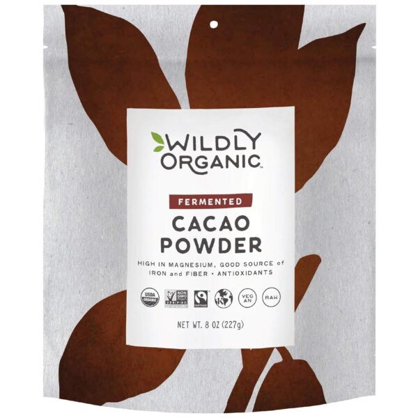 Wildly Organic Fermented Cacao Powder 8 Oz Bag - Organic, Non-Alkalized, Minimally Processed, Raw, Fair Trade, Non-GMO, Kosher, Vegan, Premium Rich Chocolate Flavor | Perfect for Skin, Smoothies, Yogurt, Oatmeal, Chocolate, Fudge, Baking, & Hot Cocoa