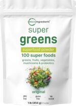 Super Greens Powder, 1lb | 100 Superfood Blend | Daily Greens, Whole Food Fruits and Vegetables, Mushrooms, & Probiotics | Wheatgrass, Spirulina, Lions Mane, Beet Root | Original, Non-GMO