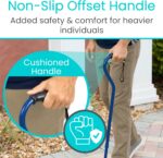 Vive Walking Cane Stick for Women, Men 600 lbs - Offset Handle, Balance, Fashionable Heavy Duty Bariatric 3/4 Inch Rubber Accessories for Seniors, Adults - Lightweight Stable Replacement Mobility Aid - Image 4