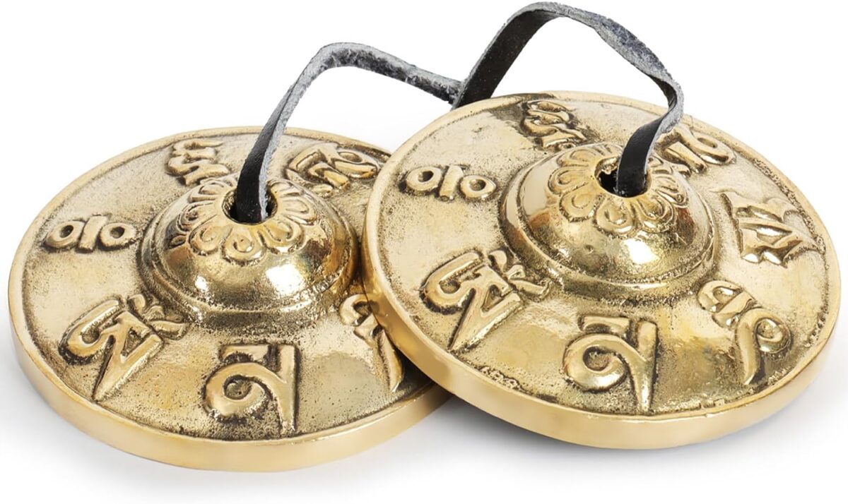 Tibetan Tingsha Cymbals - Om Mane Padme Hum - Meditation Bells for Spiritual Healing & Mindfulness - Perfect Spiritual Gift for Women (Black) - Image 1