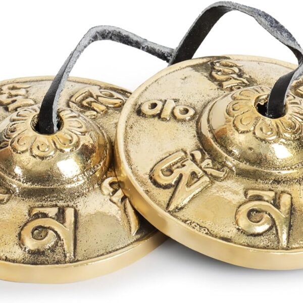 Tibetan Tingsha Cymbals - Om Mane Padme Hum - Meditation Bells for Spiritual Healing & Mindfulness - Perfect Spiritual Gift for Women (Black)