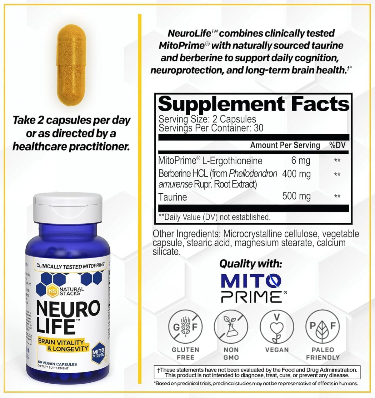 NATURAL STACKS NeuroLife & Resveratrol Supplement Bundle - Supports Longevity & Brain Aging* - 120 Capsules - Image 4