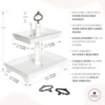 Rustic Wood Two Tiered Tray by Felt Creative Home Goods, Rectangle 2 Tier Serving Tray for Coffee Bar, Kitchen Counter, Dining Room Table, Cupcake Stand, Holiday and Farmhouse Decor (Rustic White) - Image 2