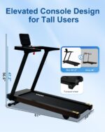 Foldable Treadmill with Auto Incline - 4 Hp 18.9 Inch Wide Treadmills for Home Seniors, 400 Lb Capacity, Backlit Knob Led Display, Shock Absorbent, Bluetooth App and Speaker, 12 Mph Speed - Image 3