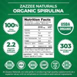Zazzee Organic Spirulina Powder, 2.2 Pounds (1 KG), USDA Certified, 303 Servings, 100% Pure, Non-Irradiated, Mess-Free Wide Mouth Container, Fresh Smell and Neutral Taste, Vegan, Non-GMO, Gluten-Free - Image 2