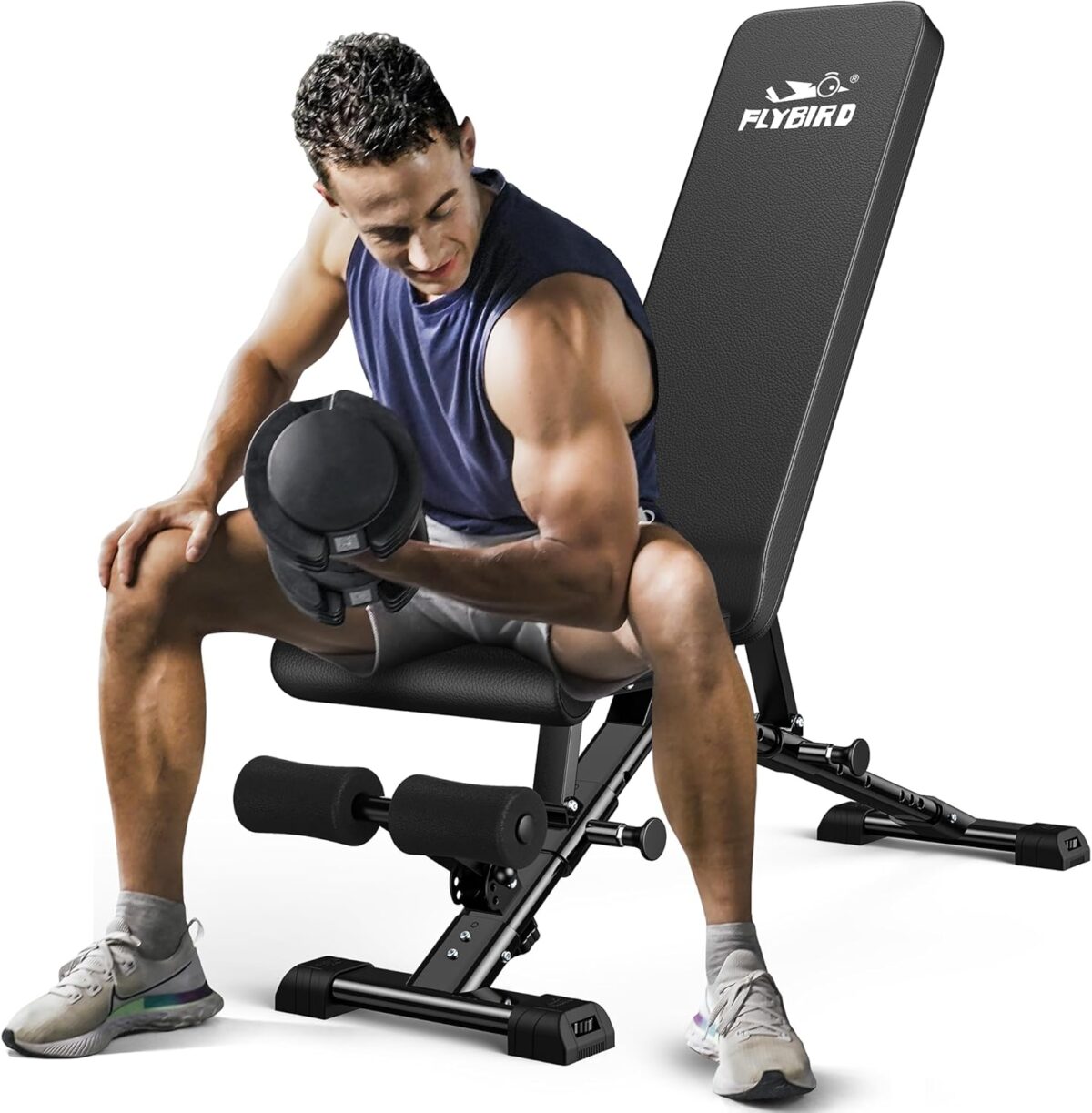 FLYBIRD Weight Bench, Adjustable Strength Training Bench for Full Body Workout with Fast Folding-New Version - Image 1