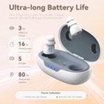 OTC Hearing Aids for Seniors - Hearing Aids with Digital Chips, Supermini Rechargeable Hearing Amplifiers Invisible with 16-Channel Sound Processing 3 Volume and 80H Wireless Charging Case (White) - Image 6