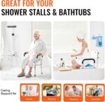 Shower Chair Seat, 400 lbs Capacity, Shower Stool with Crossing Bar, Padded Armrests and Back, Shower Chair for Inside Shower Bathtub, Adjustable Height Bench Bath Chair for Elderly Disabled - Image 5
