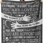 Healing Hug Blanket 60"x50", Inspirational Gifts for Men, Comfort Items Chemo Patients, After Surgery Recovery Gifts, Cancer Get Well Gifts for Men, Grey