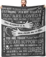 Healing Hug Blanket 60"x50", Inspirational Gifts for Men, Comfort Items Chemo Patients, After Surgery Recovery Gifts, Cancer Get Well Gifts for Men, Grey