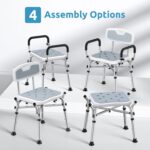 Shower Chair for Inside Shower, BRITULIF 550 lbs Heavy Duty Shower Chair for Elderly and Disabled, Shower Seat FSA/HSA Eligible, 6 Height Adjustable, Ideal for Adult and Senior Bathroom Needs - Image 6