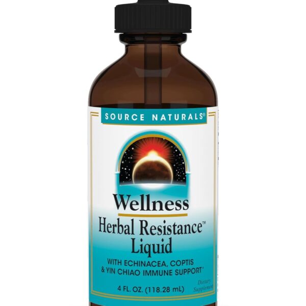 Source Naturals Wellness Herbal Resistance Liquid Immune Defense Supplement and Immunity Booster with Echinacea, Elderberry and Yin Chiao - 4 Fluid Oz
