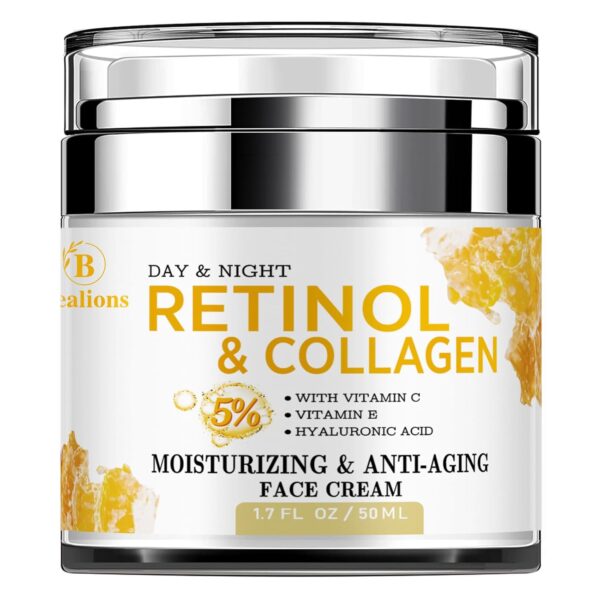 Retinol Cream Anti Aging for Face: Wrinkle Cream for Face Neck with Collagen Hyaluronic Acid - Night Moisturizer for Men Women - Facial Skin Care with Vacuum Pump for Exact Dosage